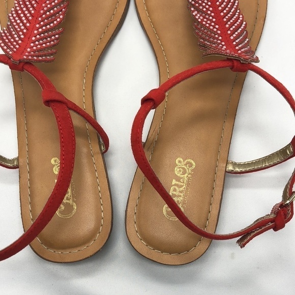 Carlos Santana Sparkle Leaf Red Sandals Size 9.5-10 - Picture 4 of 6